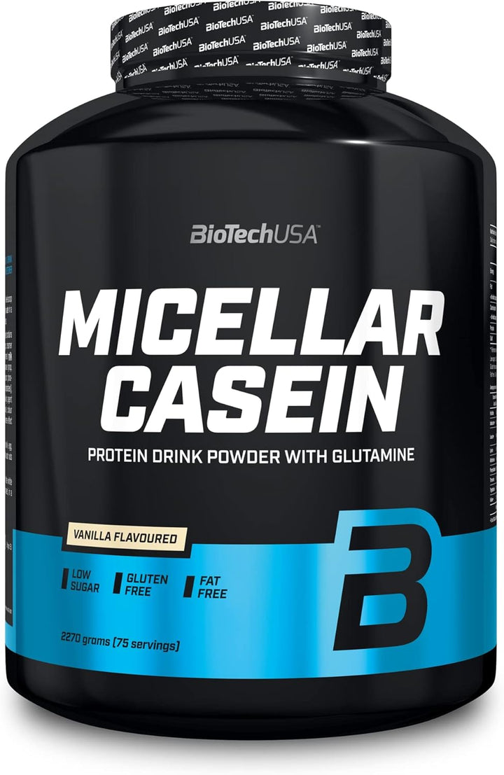 Micellar Casein Protein Powder | Extended Absorbtion Time | Gluten-Free, and Fat-Free | Added L-Glutamine, 908 G, Strawberry Casein protein, Slow-digesting protein, Protein supplement, Protein powder, Muscle recovery protein, Fitness protein, High protein