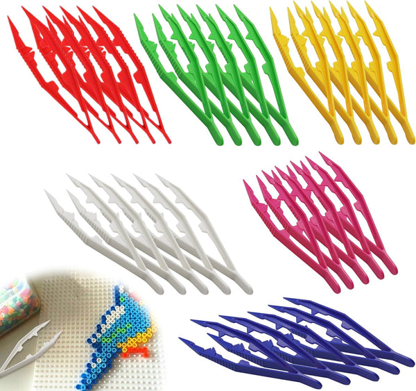 30PCS Plastic Tweezers for Kids, First Aid Tweezer, Fine Motor Skills, Portable Medical Tweezers for Health, Beauty, First Aid, Medical, DIY, Arts and Crafts(5 Colors)