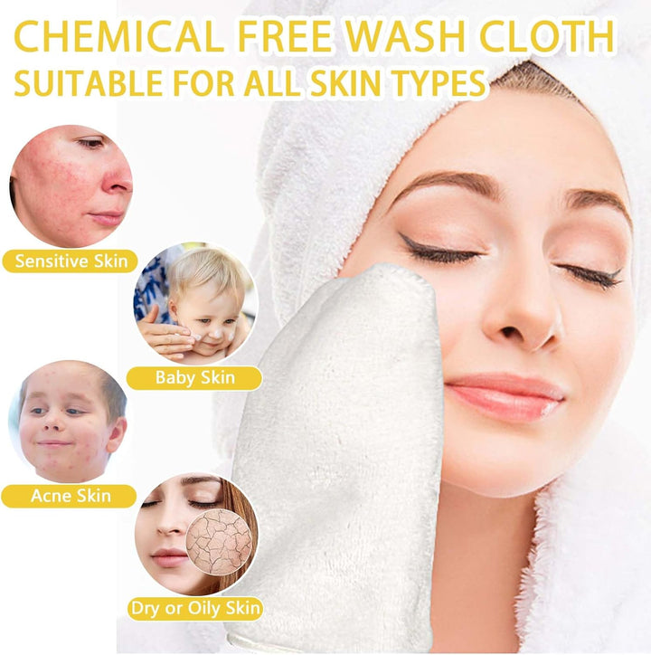 6 Pack Flannel Face Cloths Face Body Wash Cloth, Super Absorbent & Soft Facial Mitts, Reusable Makeup Remover Wash Gloves Bath Mitt, White Towel Small Hand Towels-13X20Cm