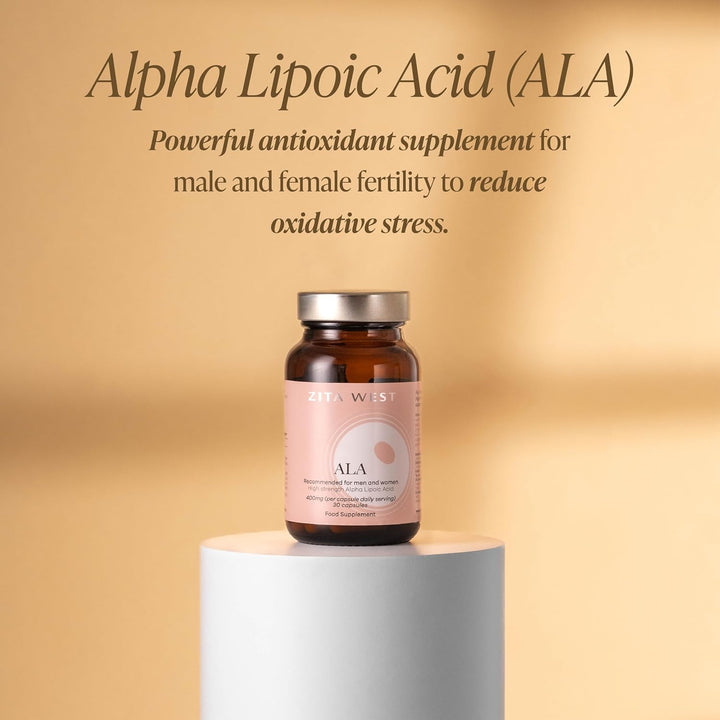 Alpha Lipoic Acid (ALA) 400Mg - High Strength Antioxidant for Male & Female Fertility, PCOS Support, Energy Production - 30 Capsules (One Month Supply)