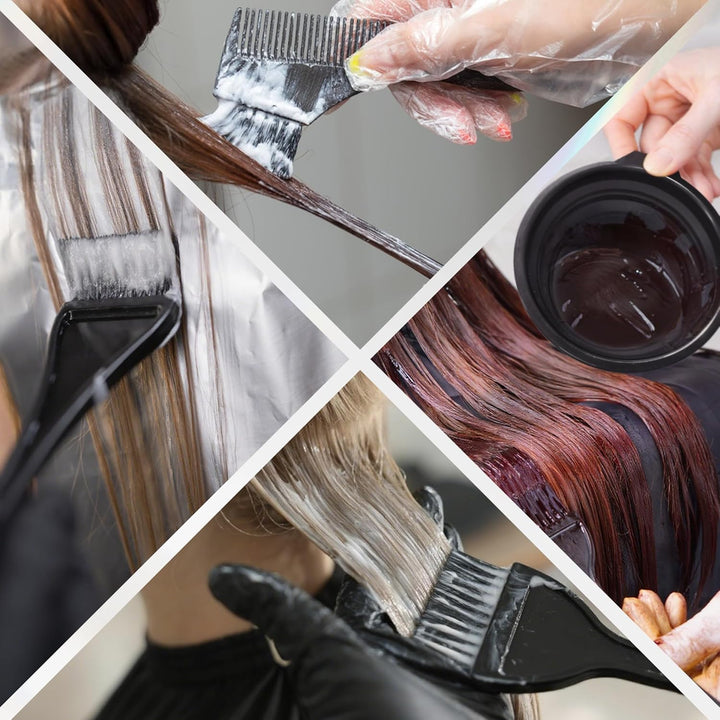 Hair Coloring Dyeing Kit, 4 PCS Hair Dye Brushes Tools Color Mixing Bowl and Brush for DIY Home Salon (Black)