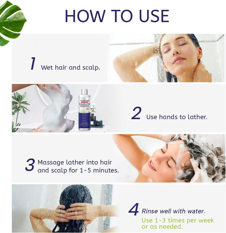 Folliculitis & Seborrheic Dermatitis Shampoo – Anti-Dandruff, Psoriasis & Itchy Scalp Treatment – Soothes Redness, Flaking & Irritation – 250Ml