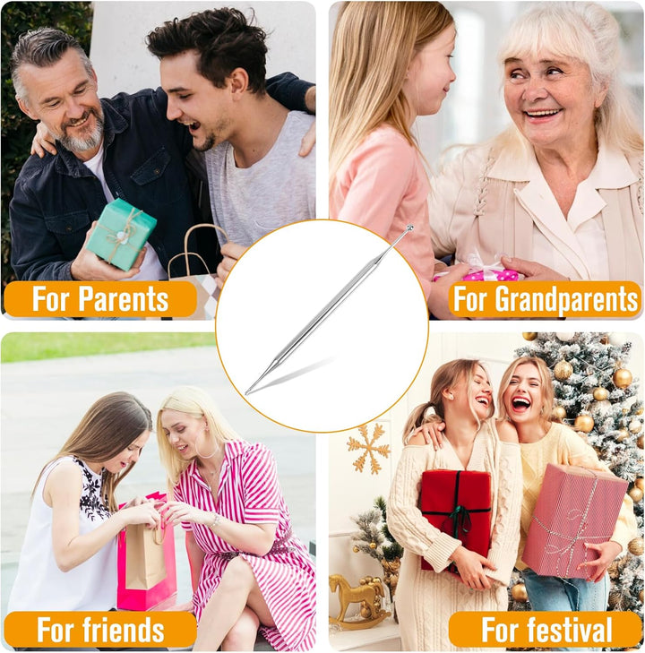 Double Headed Body Probe Pen Acupuncture Pen Stainless Steel Manual Acupressure Pen Portable Fascia Massage Tool Facial Reflexology Tools Promote Blood Circulation for Facial Massager