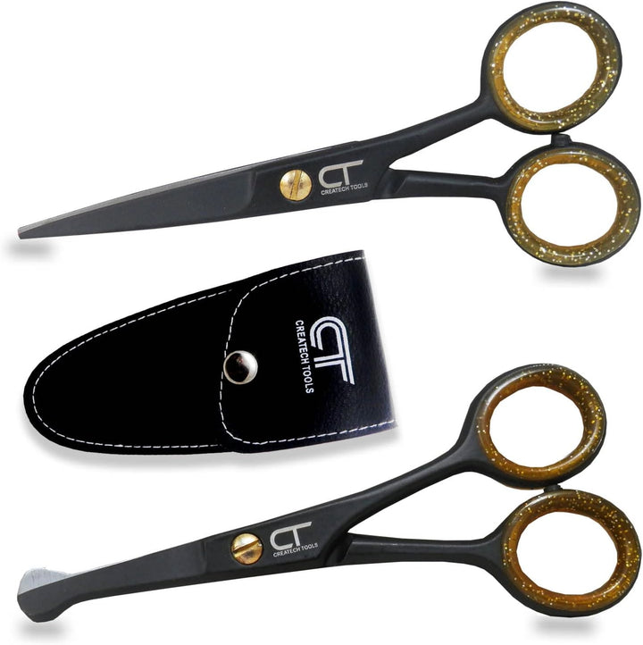 CT 4.5" Small Hair Scissors Set - Moustache & Beard Trimming for Men, Precise Facial Ear Nose Pubic Haircutting round Tip Scissors for Baby Kids