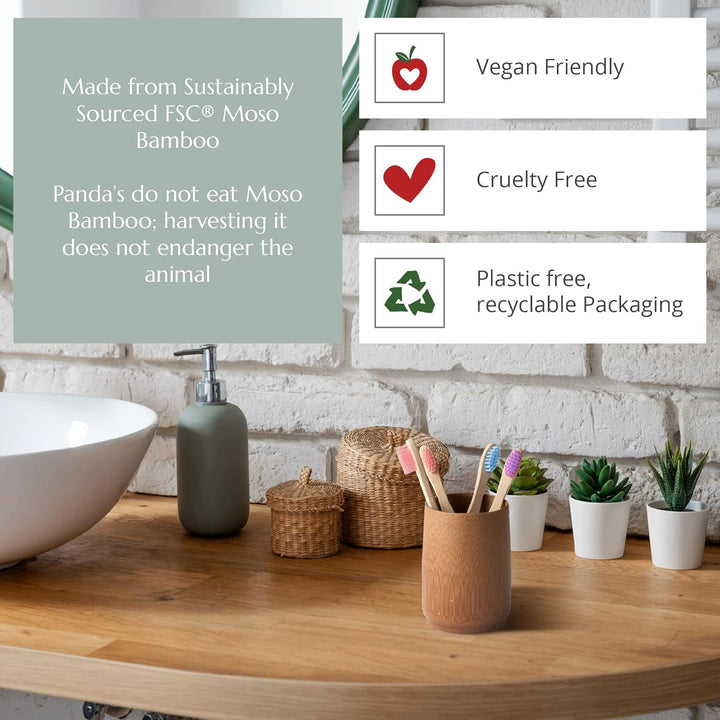 | Organic Children'S Bamboo Toothbrush | 4 Pack | Soft Fibre Bristles | 100% Biodegradable Handle | BPA Free | Vegan Eco Friendly Kids Toothbrushes (Multicolour)