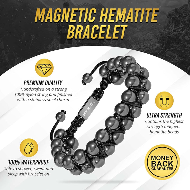 ® Hematite Magnetic Bracelet - Beaded Magnetic Hematite Bracelets