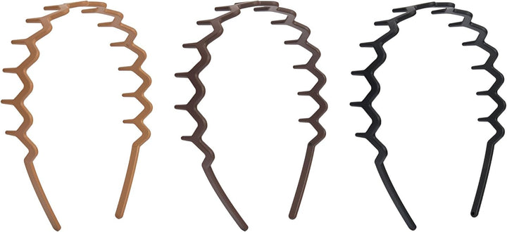 Neutral Zig Zag Headbands – 3 Pack | Stylish Wavy Hair Bands for Women & Girls | Comfortable, Non-Slip, Everyday Hair Accessories