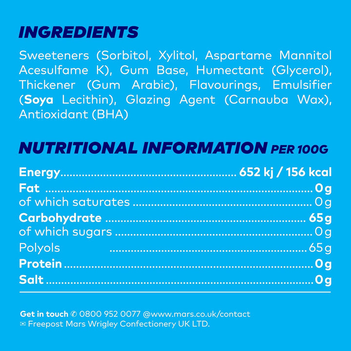Wrigley'S  Chewing Gum, Cool Breeze Mint Flavour, 46 Pieces, Sugar Free Chewing Gum Bottle with Xylitol