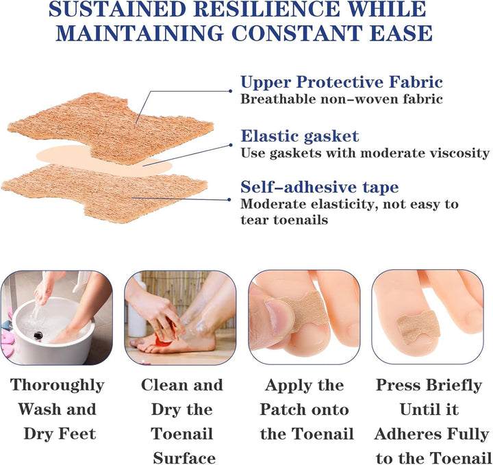 60Pcs Ingrown Toenail Treatment Patches, Toe Nail Correction Patches, Painless Hammer Toe Corrector, Durable Toe Spacers, Quick Repair Ingrown Nail Tool for Women Men