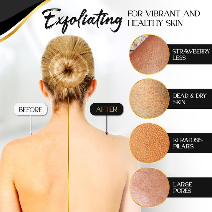 Moroccan Kessa Exfoliating Glove 2Pc - Korean Exfoliating Mitt for Body Ideal for Dead Skin Remover, Keratosis Pilaris & Self-Tanning to Improve Skin Tone Made with 100% Natural Viscose