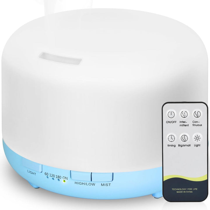 Essential Oil Diffuser 450Ml, Electric Aroma Ultrasonic Aromatherapy Fragrant Oil Vaporizer Humidifier, Purifies the Air, Timer and Auto-Off Safety Switch, 7 LED Light Colors (Light Brown)