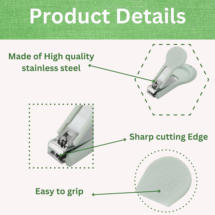 Baby Nail Manicure Pedicure Grooming Care Kit (4 Pack)| Clippers Scissors File Tweezers | Newborn Infant Toddler Kids |Green|
