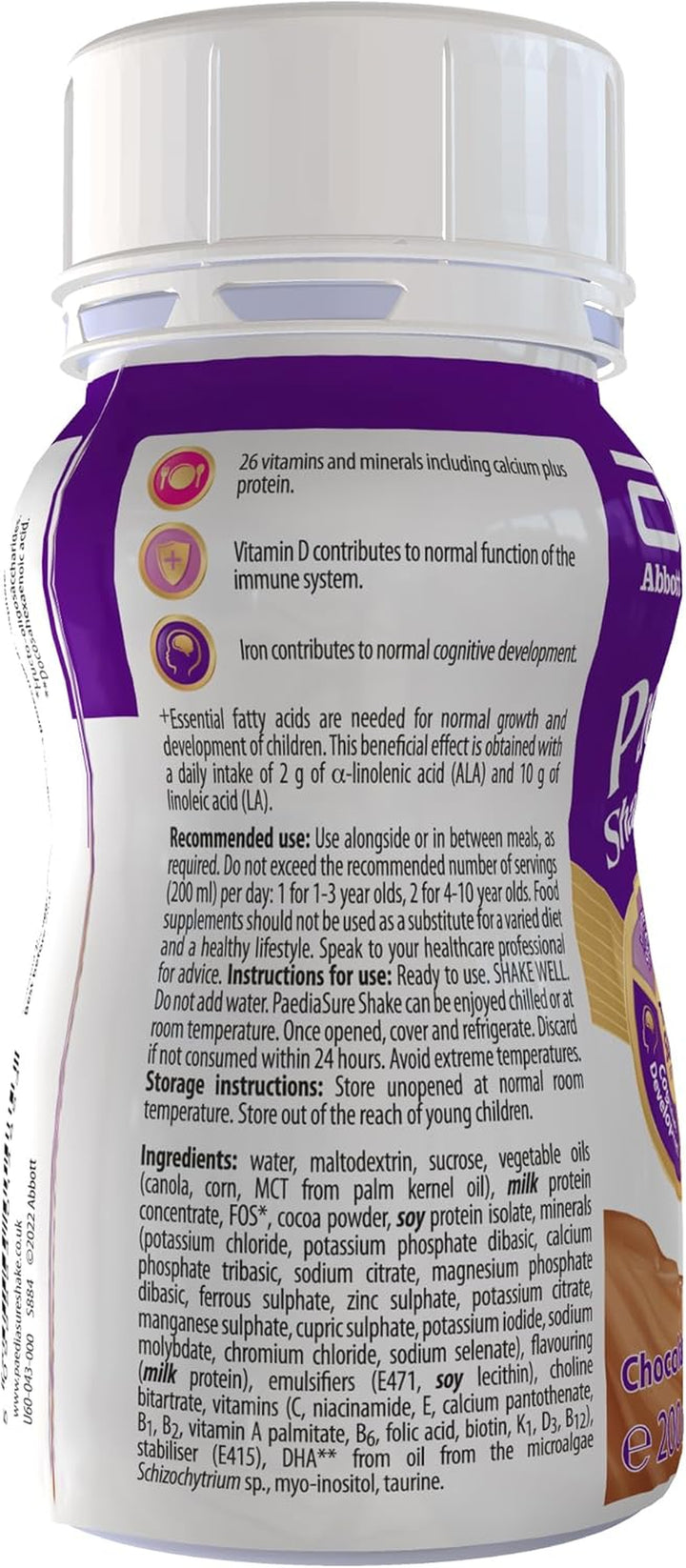 Ready-To-Drink Bottles, 4 X 200Ml, Chocolate Flavour, Supplement for Kids with 26 Vitamins and Minerals, Vitamin D, Iron and Protein, Supports Kids’ Healthy Growth and Immunity