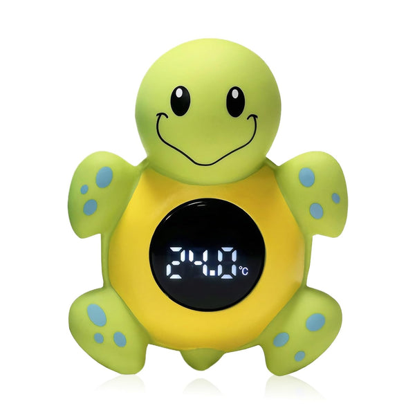 Baby Bath Thermometer, Cartoon Tortoise Shape LED Newborn Water Thermometer with Automatic Induction Switch, High-Precision Smart Digital Room Temperature Thermometer