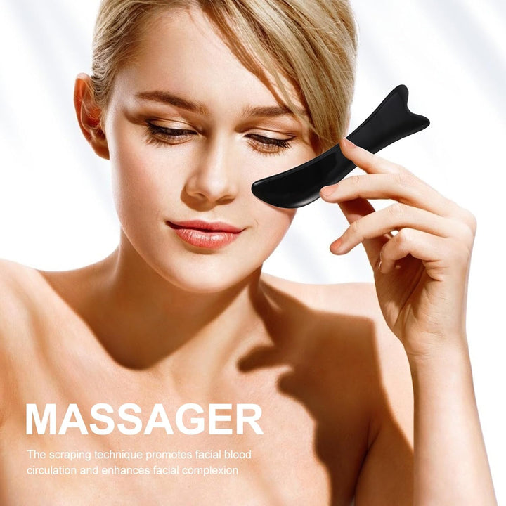 Buffalo Horn Gua Sha Plate Facial Scraping Board for Face and Eye Massage Natural Beauty Tool and Complexion Compact and Wear-Resistant for Self-Care and Use