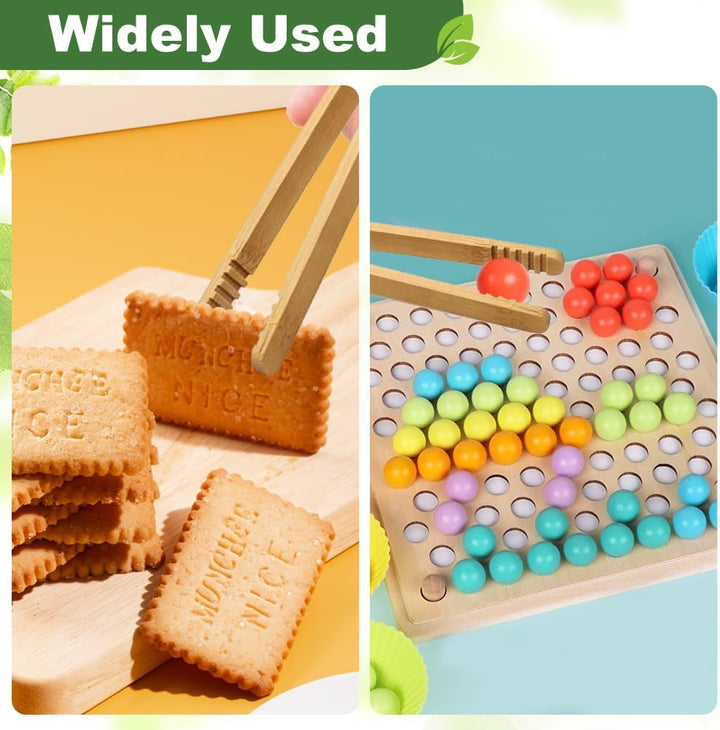 4 Pcs Wooden Tweezers Kids Tweezers, 18Cm Childrens Tweezer for Kids Tweezer Wooden Tongs Kid Educational Toy Toy Tongs for Kid Fine Motor Skills Toys