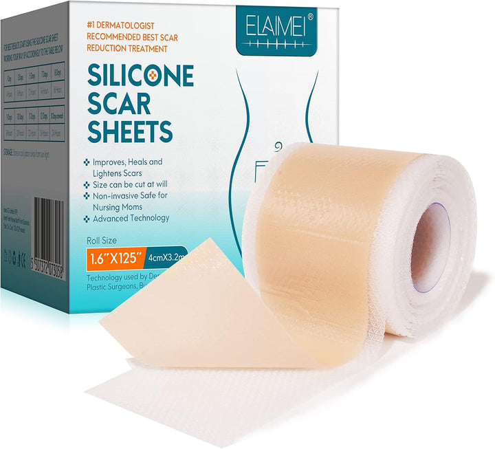 Silicone Scar Sheets, Silicone Scar Tape (1.6” X 120”Roll-3M), Scar Tape Roll Medical Silicone Easy-Tear Gel Tape Roll, Scar Removal Sheets Works on Old & New Scars, Scar Treatment Sheets