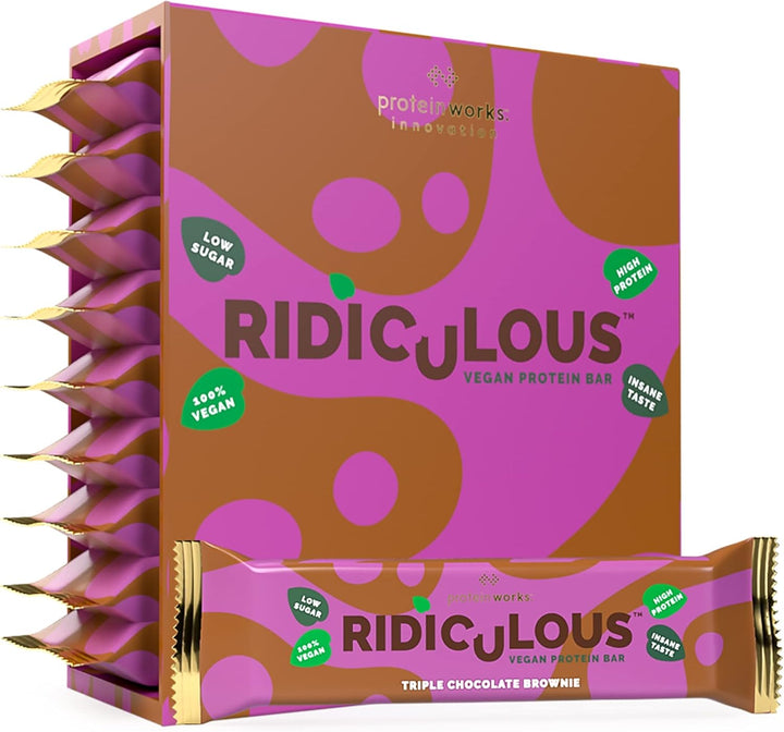 Ridiculous Vegan Protein Bar - Award Winning, Chocolate Caramelicious, 9 Bars, 100% Plant Based & Palm Oil Free, High Protein - Protein Works