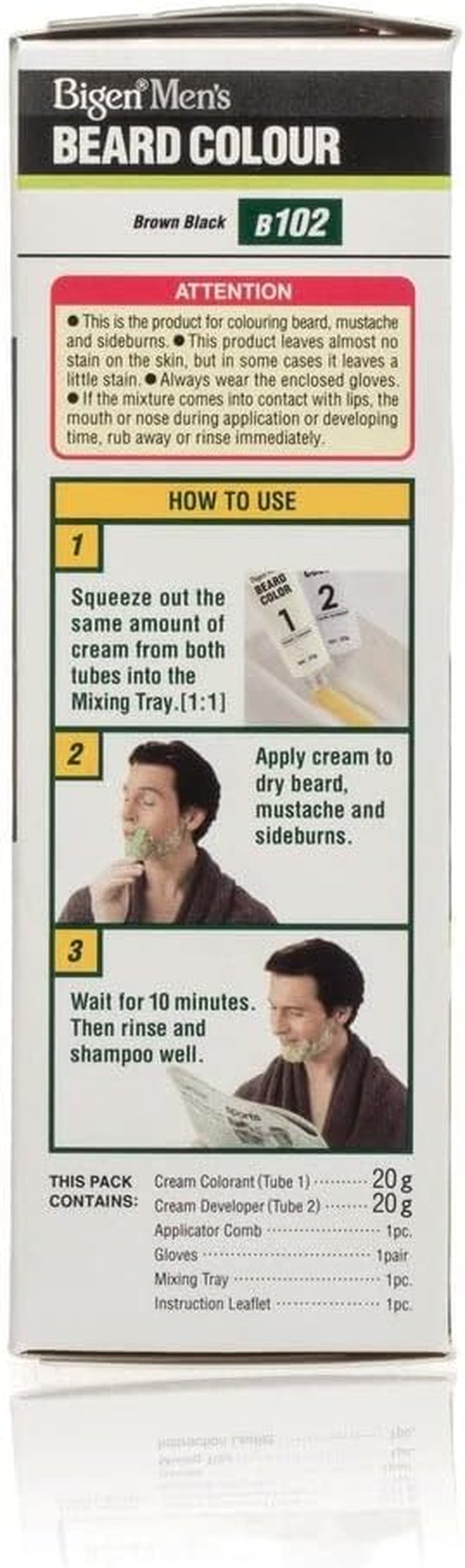 3 X  Men'S Beard Colour | No Ammonia Formula with Aloe Extract & Olive Oil | Covers Gray Hair, Leaves No Stains, Long-Lasting Results | 102 Brown Black