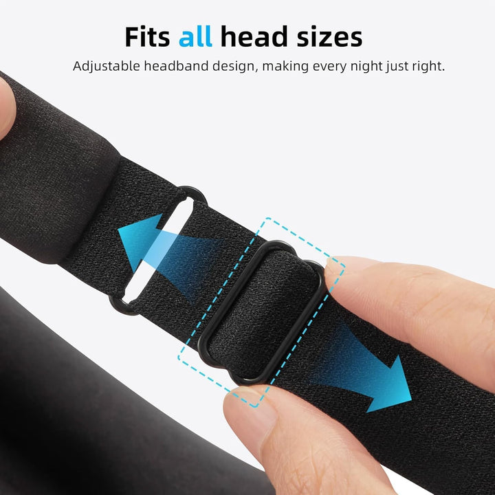 100% Blackout Sleep Mask for Women Men, Zero Eye Pressure Eye Mask, Sleeping Mask for Side Sleepers, Lycra Fabric 3D Contoured Cup Blindfold with Adjustable Strap for Home/Work, 3D Black