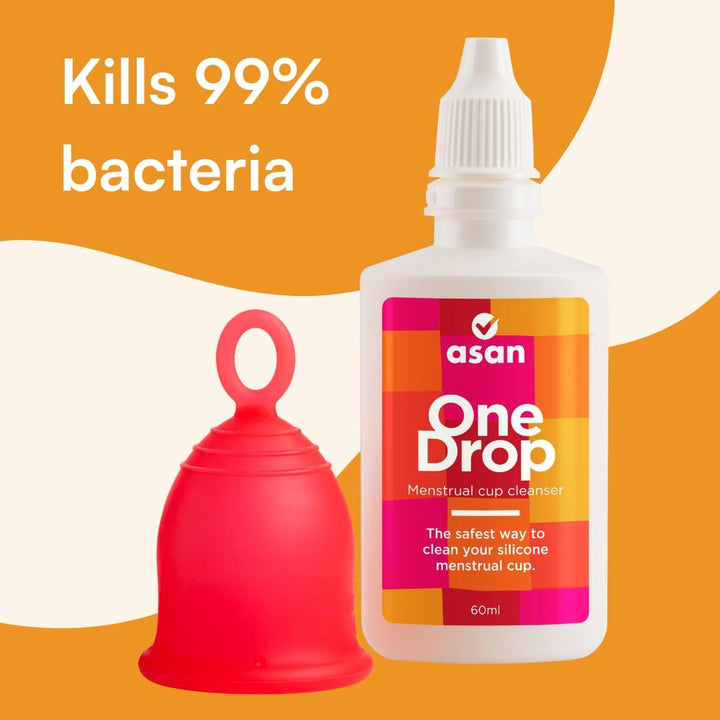 Onedrop Menstrual Cup Cleanser, 60 Ml | a Natural & Safe Way to Wash Your Cups | Portable Travel Bottle for Hygiene on the Go | Steriliser to Remove Odour & Stains | Eco-Friendly Period Product