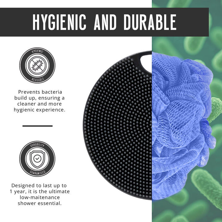 ® Silicone Body Scrubber - Premium Body Brush for Sensitive Skin, Body Exfoliator, Shower Scrubber, Silicone Loofah, Exfoliating Body Buffer for Men & Women - Charcoal