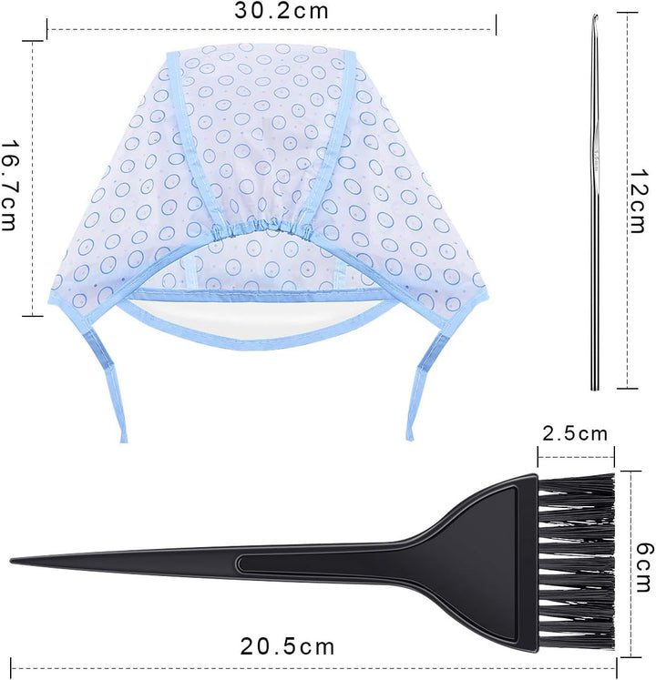 Hair Coloring Highlighting Cap, 2 Hair Disposable Tipping Frosting Cap with 2 Hook and Hair Coloring Brush for Dyeing Hair Salon Home Use