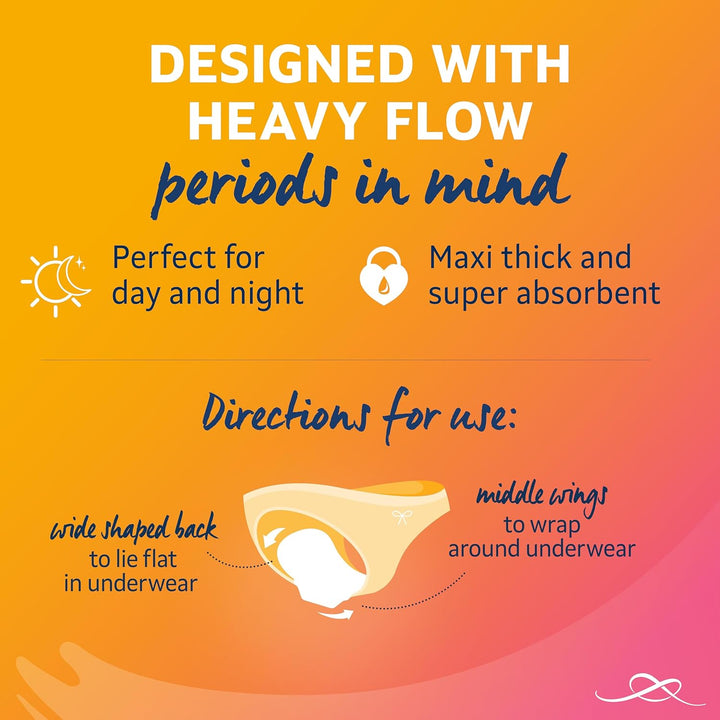 Extra Protection Maxi Pads X 10 (1 Pack), with Wings, for Extremely Heavy Flow Periods and Perimenopause