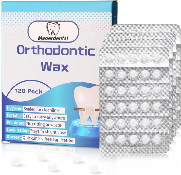 Orthodontic Wax 120 Pack, Easy to Mold Braces Wax, Dental Wax Long-Lasting Hold, Portable and Easy to Tear,Food Grade Relief Wax for Home Travel Office (Unscented)