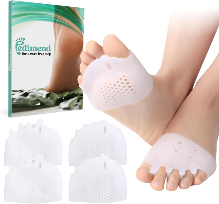 2 Pairs Gel Toe Separators Metatarsal Pads, Gel Toe Straightener for Overlapping Toes, Bunion Corrector, Hallux Valgus Forefoot Pain Relief (5-Hole Toe Separator Metatarsal Pads)