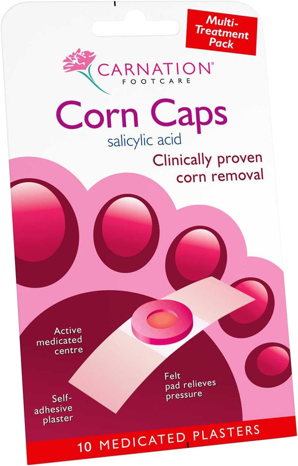 Corn Caps X 10, All-In-One, Salicylic Acid Paste with Soft Felt Corn Ring. Relieves Pressure and Pain. One Step Application.