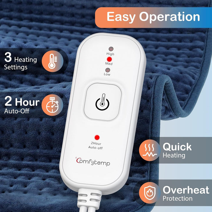 43X84Cm XXL Heat Pad for Back Pain Relief, Extra Large Electric Heating Pad with Heat Levels, Auto-Off Timers, Effective Heat Therapy for Neck, Shoulder, Full Back, Foot, Period Cramp Relief