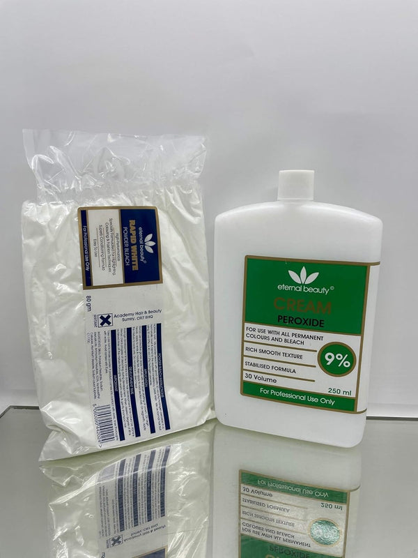 Hair Bleach Kit – White Bleach Powder 80G + Cream Peroxide 9% 30 Volume 250Ml – Professional Hair Lightening, Highlighting & Hair Coloring Kit for Salon & Home Use by ETERNAL BEAUTY