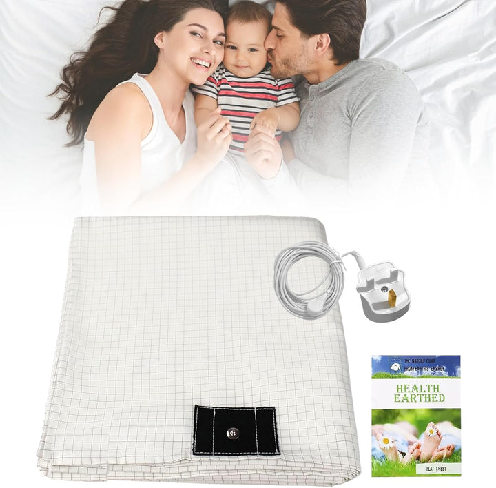 Grounding Bed Sheet, Grounding Mat Earthing UK with 10% Silver Fiber & 90% Organic Cotton for Improved Sleep Natural Wellness and Healthy Earth Energy Mat (68×132Cm)