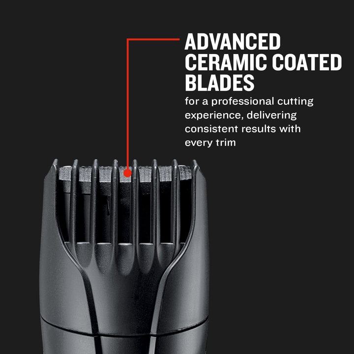Barba Beard Trimmer (Advanced Ceramic Blades, Pop-Up Detail Trimmer, Adjustable Zoom Wheel, 9 Length Settings, Comb Attachment, Cord or Cordless, 40-Minute Runtime) MB320C