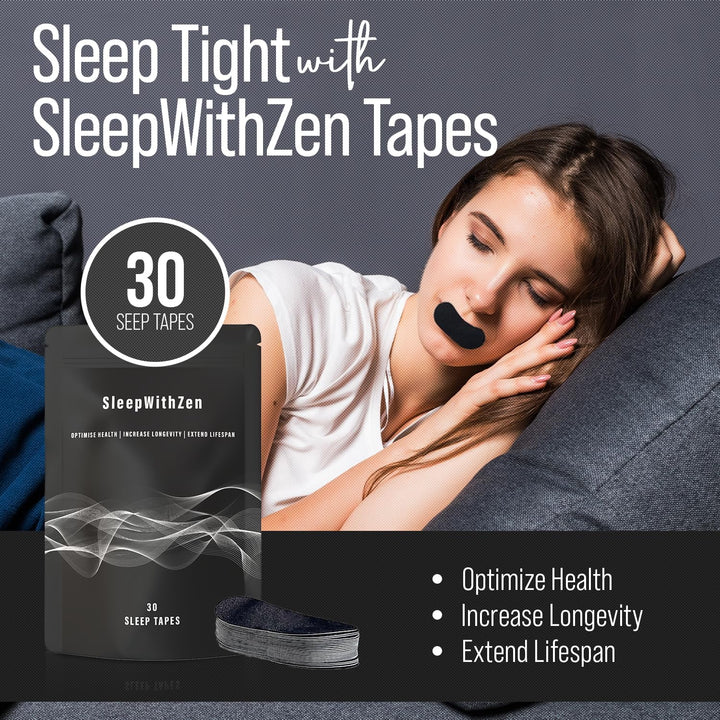Mouth Tape for Sleeping- Gentle, Hypoallergenic Mouth Sleep Tape for Improved Nasal Breathing and Reduced Snoring- Stop Snoring Aids for Women & Men- Mouth Strips for Sleeping- 30 Pcs