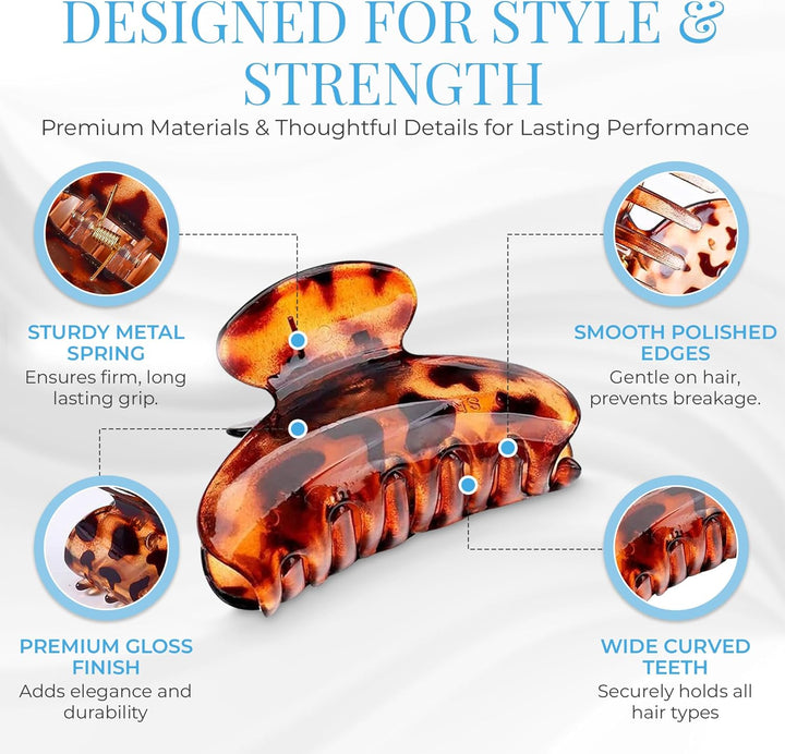 3 Pcs Hair Jaw Clips, 7Cm X 4Cm/2.8Inch X 1.6Inch Medium Acrylic Hair Claw Clips for Girls and Women