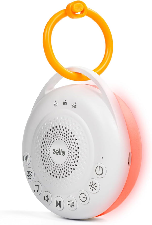 Zello Portable Pro White Noise Machine Baby Sleep Aid 30 Soothing Sounds Red Nightlight 20Hr Battery USB Rechargeable Memory Function Portable Sound Machine Travel Pram Pushchair Cot Nursery