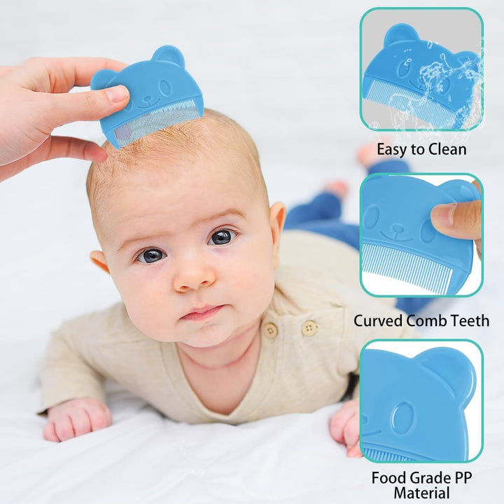 Baby Hair Comb, 3PCS Baby Hair Brush and Comb Set, Baby Hair Brush Toddler Comb for Newborns & Toddlers, Perfect Baby Registry Gift (Blue)