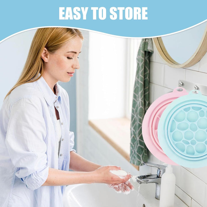 2PCS Face Ice Bowl, Ice Bowl for Face Bath, Foldable Portable Wash Basin with Built-In Icetray, Quick Cooling for Puffiness Relief, Soothe Skin, Bathroom Accessories, Facial Bowls for Home Travel Use