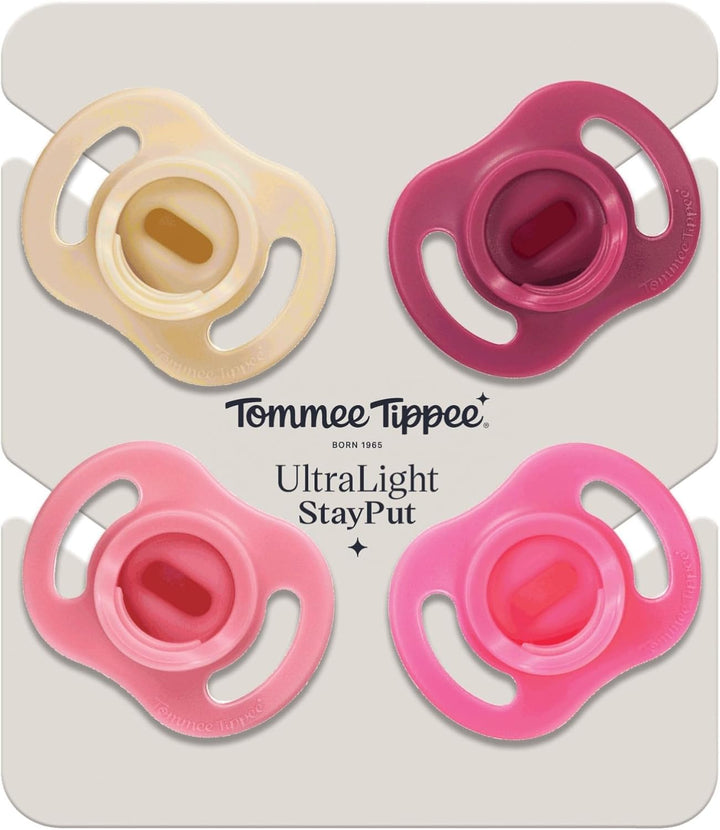 Ultra-Light Stayput Dummy, 6-18M, 4-Pack, One-Piece Silicone Soother