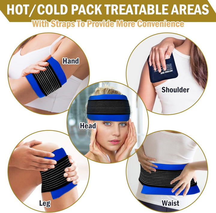 Ice Packs for Injuries Reusable(3 Piece Set),Gel Hot & Cold Ice Packs,Joint Pain, Muscle Pain, Ice Packs with Adjustable Straps, Treat Arms, Shoulders, Knees, Legs Back and More