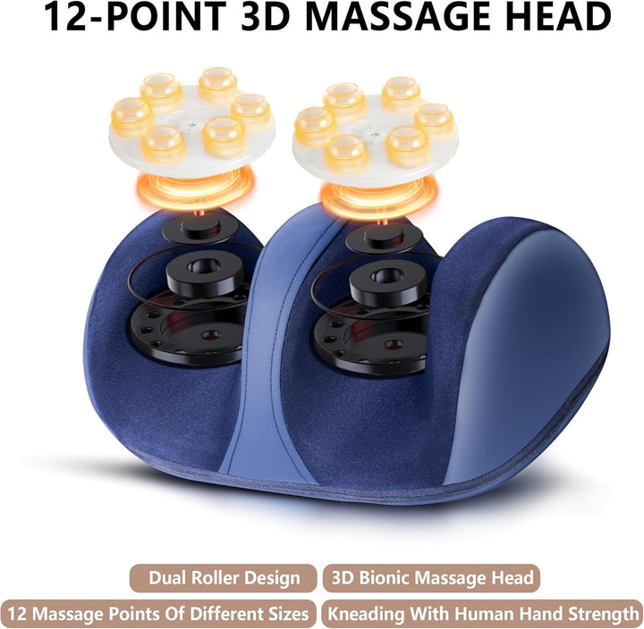 Electric Heated Foot Massager Machine - Calf Foot and Leg Massager for Plantar Fasciitis as Gifts for Men & Women, Rolling Foot Massagers for Pain and Circulation with 12-Point 3D Massage Head