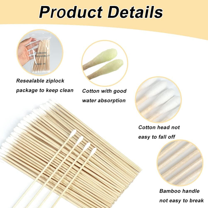 6 Inch Long Cotton Buds, 200Pcs Extra Long Handle Ear Buds Cotton Swabs Earbuds for Cleaning, Makeup, Polishing Jewelry, Arts and Crafts