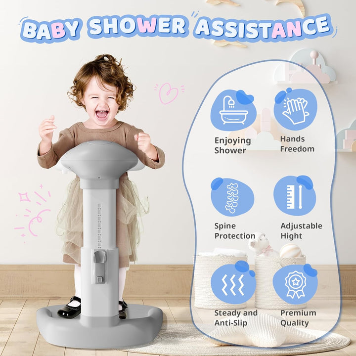 ® Baby Shower Standing Support, Toddler Bath Seat for Stand up Showering with Adjustablethicker Cylinder, Anti-Slip Base, Hug Tower for 8-36 Months Safety & Stable, Ideal Baby Shower Gifts