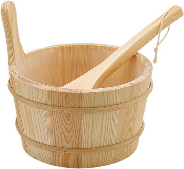 Sauna Kit,Sauna Wooden Water Bucket - Wooden Shower Supplies Leakproof 4L Capacity Bath Tools for Apartment Garden Outdoor Steam Bathing Bathrooms Home Hotel Backyard House