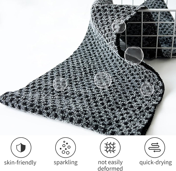 2 Pcs Japanese Back Scrubber Set, Exfoliating Shower Towel, Extra Long Exfoliating Washcloth for Men Women, Scrub Cloth for Body Cleaning and Massage (Black)