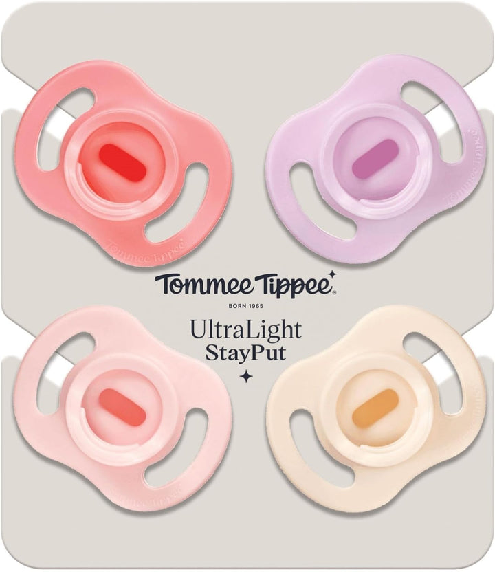 Ultra-Light Stayput Dummy, 0-6M, 4-Pack, One-Piece Silicone Soother