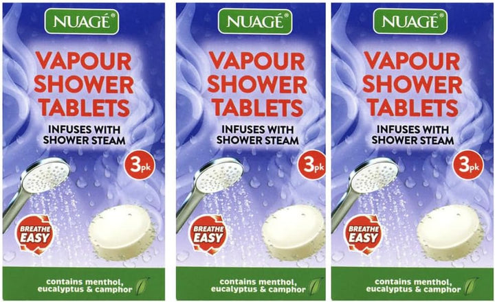 Vapour Shower Tablets 3 Packs of 3 Tablets, Contains Menthol, Eucalyptus and Camphor