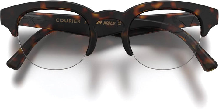 ® Courier Fashion Glasses | Zero’S with Clear Lenses | Modern Vintage Browline Frames | Men’S Women’S Unisex | Spring Hinges